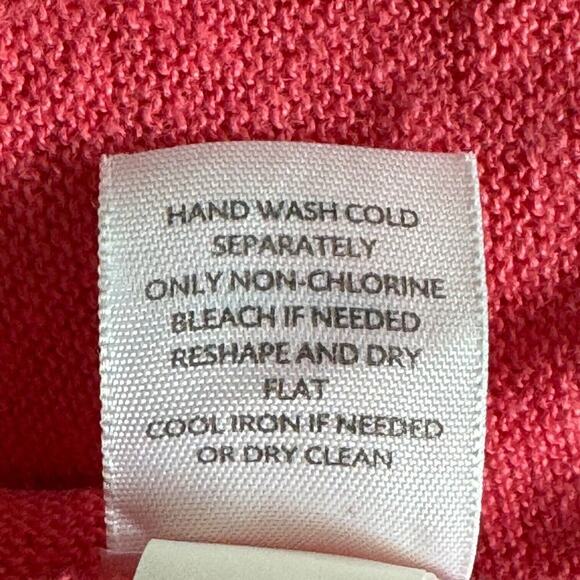 J. Jill Coral Pink Linen Cardigan Sweater Long Sleeve Open Front Pockets LARGE - Picture 9 of 9